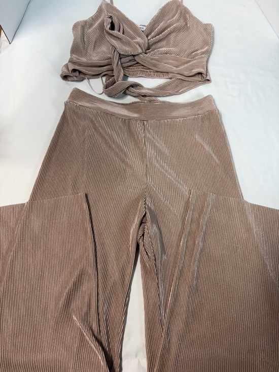 Ro & De Pants - NWT RO&DE 2 Piece Pleated Shimmer Set Tie Back Top Wide Leg Pants L